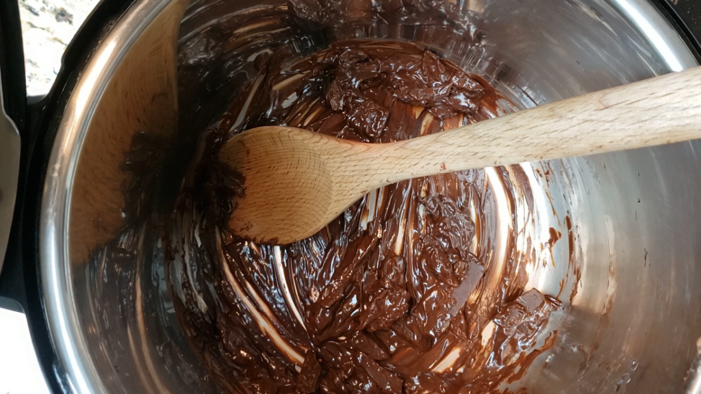 Melted chocolate inside the instant pot