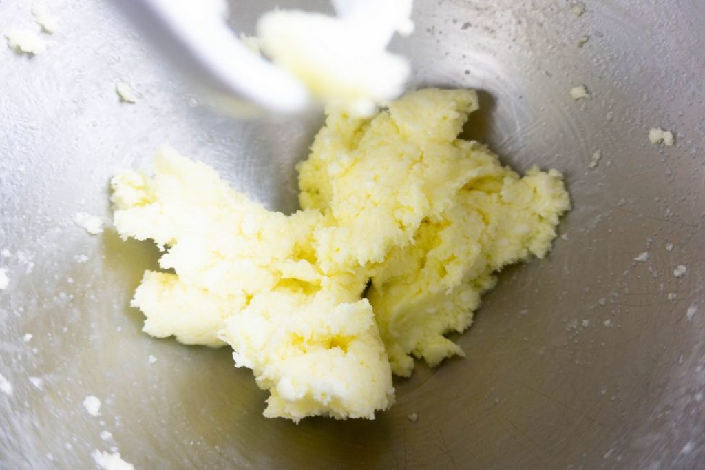 Creaming the butter in the mixer